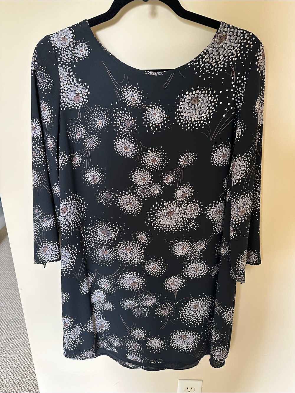 Allison Joy Black Floral Long-Sleeve Shift Dress